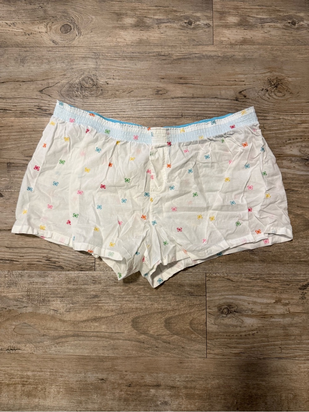 White Cotton Lounge Shorts with Multicolor Tiny Bows